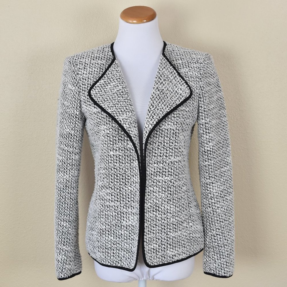 Calvin Klein Textured Piped Open Front Blazer 4